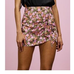 Topshop Satin Floral Mini Skirt
